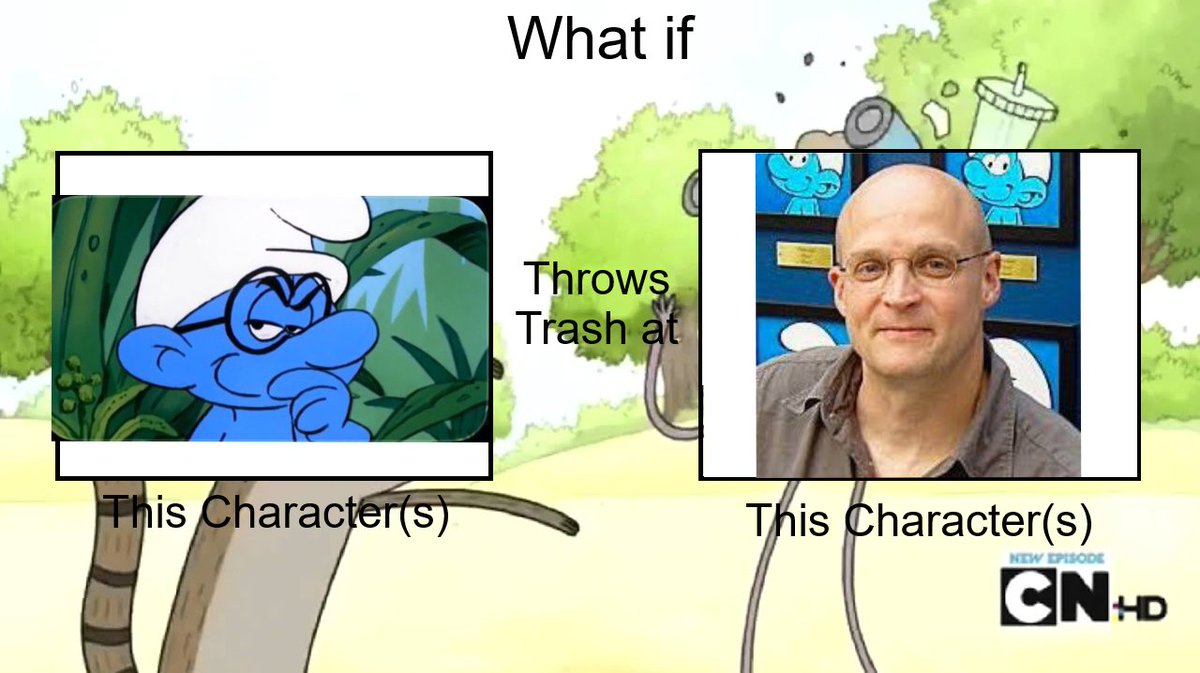 RissieSmurf's tweet photo. Brainy throws trash at the Brainy abuser writers especially Luc Parthoens and Marc Dubuisson after what they did to him in all kinds of comicbook stories and episodes.
#smurfs #brainysmurf #regularshow #rigby #bensondunwoody #hannabarberawriters #lucparthoens #marcdubuisson https://t.co/cfO91xWfxY
