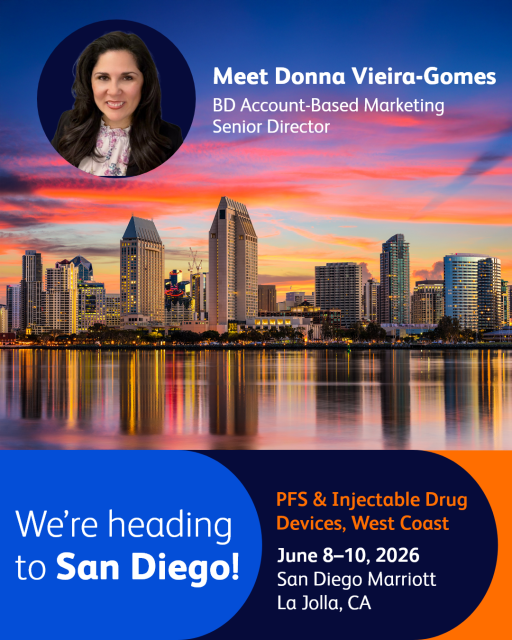 Agnes_CommComm's tweet photo. We’re excited to be at PFS &amp; Injectable Drug Devices, West Coast. Come say hello to @Donna Vieira-Gomes, BD, and connect with the BD team for insightful conversations on the latest innovations in injectable drug delivery. Register here! #BDemployee https://t.co/mjm8E7DijC https://t.co/XIK6jLJBN5