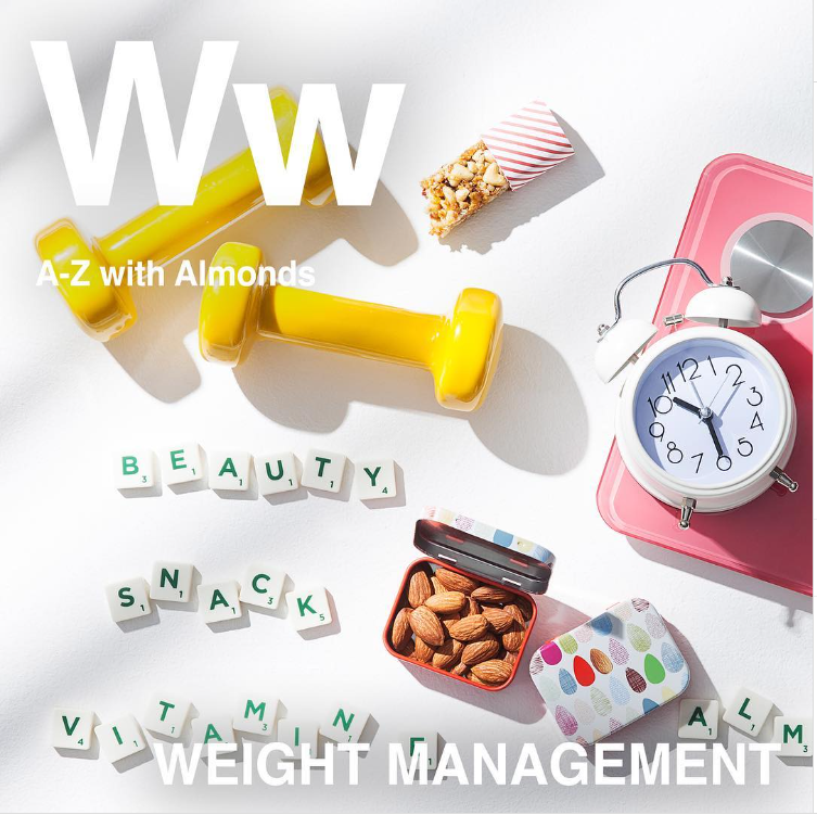 AlmondsJP's tweet photo. Wは「Weight（体重管理）」！✨   
アーモンドは体重管理の間食として取り入れやすく、満足感をサポート💪   
つい食べ過ぎてしまう時も、小腹満たしにアーモンドを💕    
#アーモンド #ヘルシースナック #体重管理 https://t.co/i2RyO9cdiW