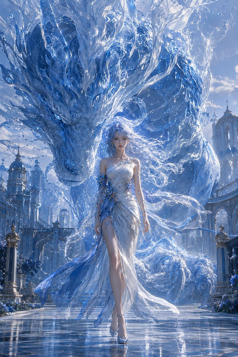 Spiritbound_'s tweet photo. Spiritbound #001 — Frost Dragon Covenant

She walks beside an ancient ocean dragon whose body carries the tides, storms, frost, and memories of a forgotten sea kingdom.

Where she appears, the waters awaken.

🌊🐉

The first covenant of Spiritbound begins here.

#NFT #NFTArt #FantasyArt #OpenSea