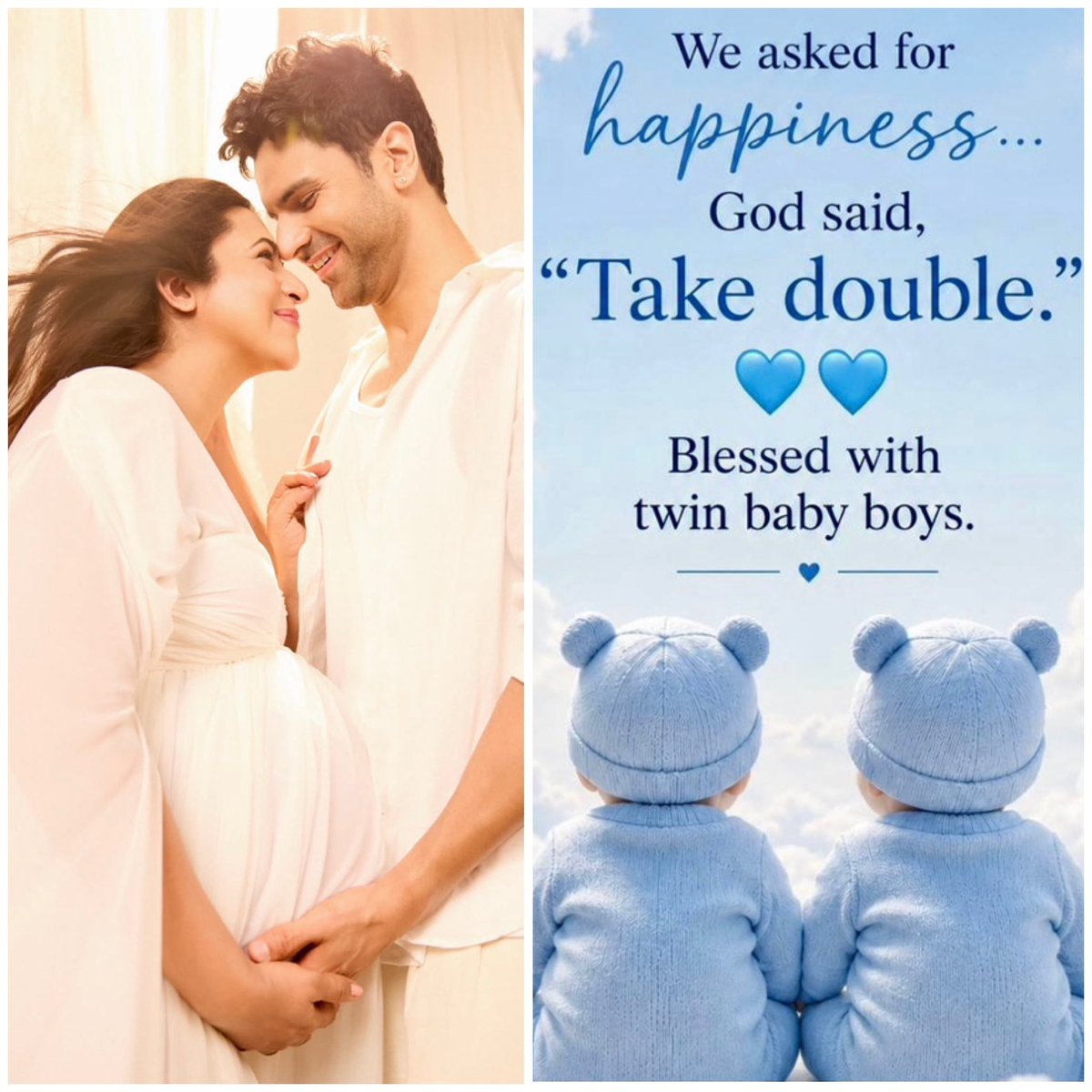 darshani_Div's tweet photo. Two little blessings sent from above, twice the joy and twice the love. Congratulations on your adorable twin baby boys 💙💙

#Divek #Parents  👩‍🍼👨‍��
@Divyanka_T @vivekdahiya08 https://t.co/cEqdcNtjXR