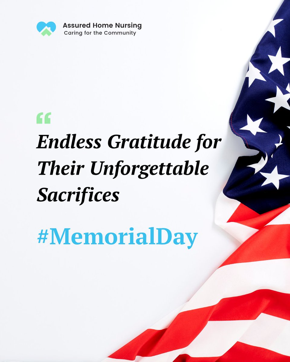 MyAssured's tweet photo. This #MemorialDay, we pause to reflect on the profound sacrifices made by the men and women of our armed forces. To support our cherished veterans and their families, we offer personalized Veteran Care. Get more info at: https://t.co/UR7u5O14MN
#HonorOurHeroes #assuredhomenursing https://t.co/gtGEHOFnH1