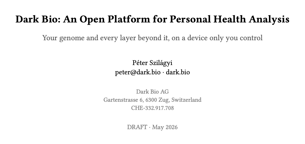 dark_dot_bio's tweet photo. Dark Bio whitepaper is out!

We're building a system in which a person's health data, their genome most of all, no longer has to live with a custodian to be useful. A system, where data does not move, rather stays on a small device the owner holds. https://t.co/sg6IIEQ5h4
