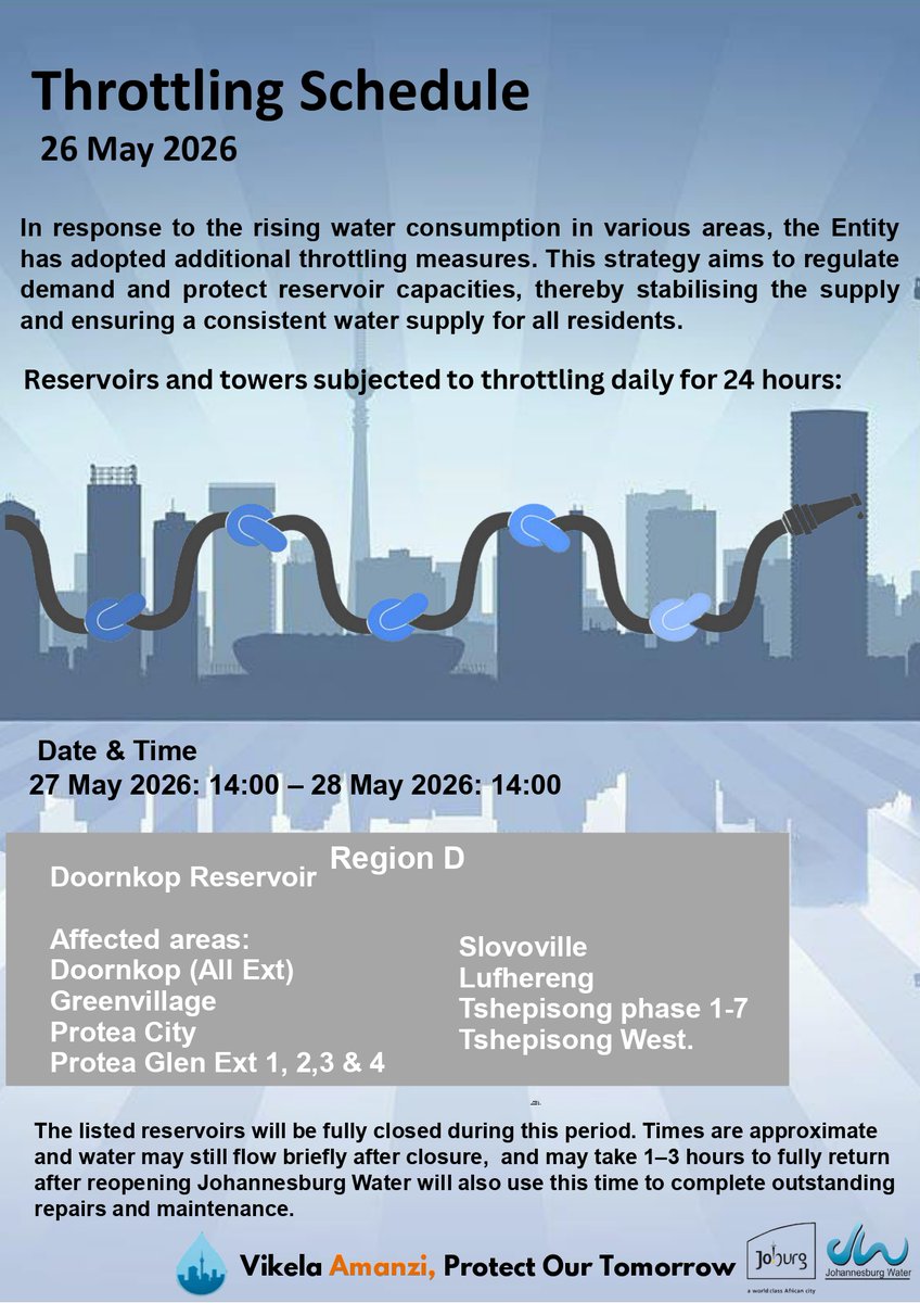 Official Johannesburg Water notice