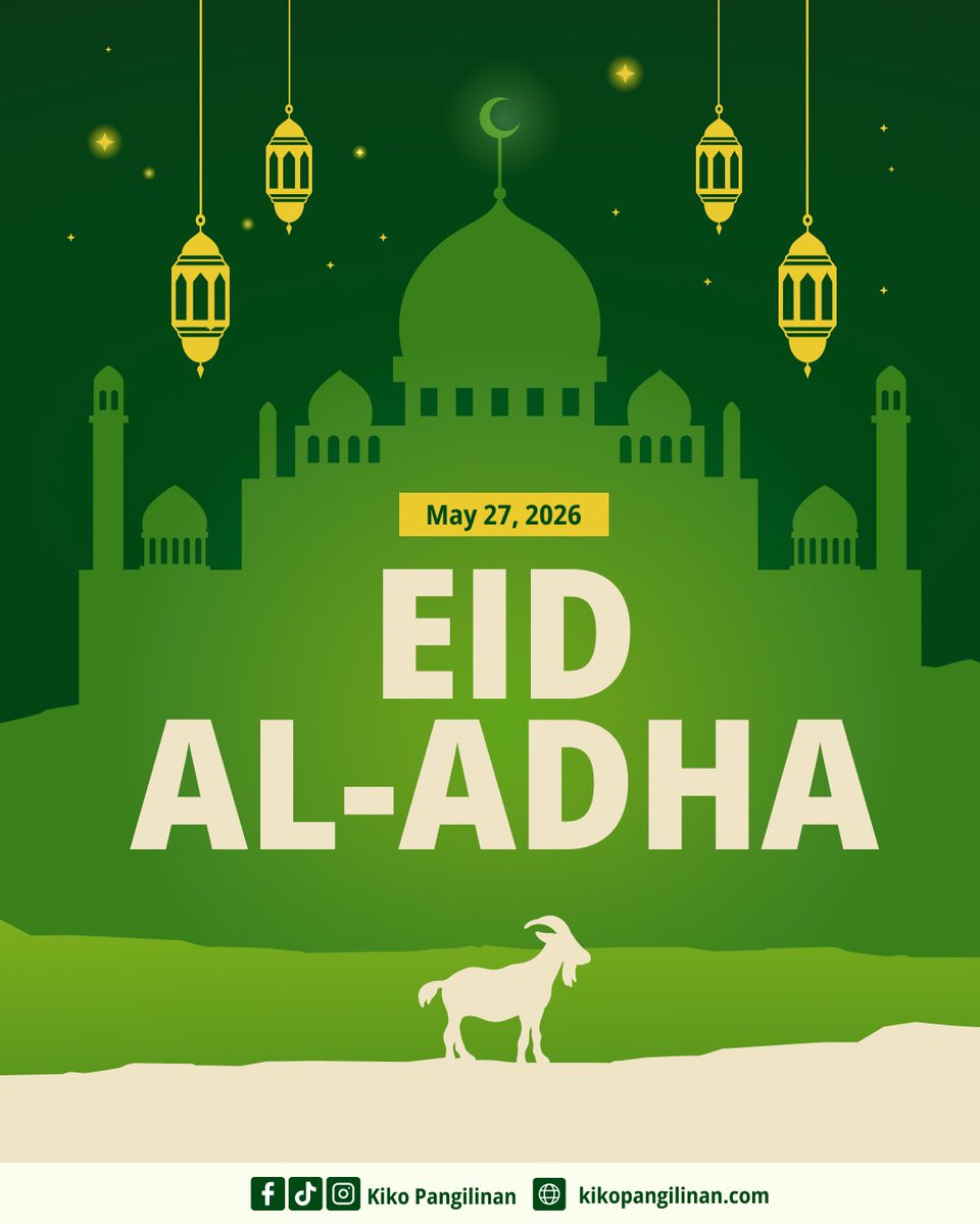 kikopangilinan's tweet photo. As-salamu alaikum. Nakikiisa at taos-puso kong binabati ang mga kapatid natin kay Allah sa pagdiriwang ng Eid-al-Adha o ang Festival of Sacrifice. 

Nawa’y sa ating paggunita ng pananampalataya ni Propetang Ibrahim at ng kanyang pamilya, magbunga rin ang ating mga sakripisyo ng matibay na pananampalataya at pagmamahal sa kapwa.

Nawa’y pagpalain tayo, ang ating mga pamilya, at ang ating Lupang Hinirang ng Diyos at bigyan ng katarungan, pag-asa, at lakas ngayong panahon ng krisis. 

Ipagkaloob Niyo po ang kapayapaan at masaganang handaan sa bawa’t tahanan ng mga kapatid nating Muslim. Nawa’y umapaw ang mga alay na kambing at baka na pagsasaluhan at may mauwi pang pa-Sharon.

Eid Mubarak!