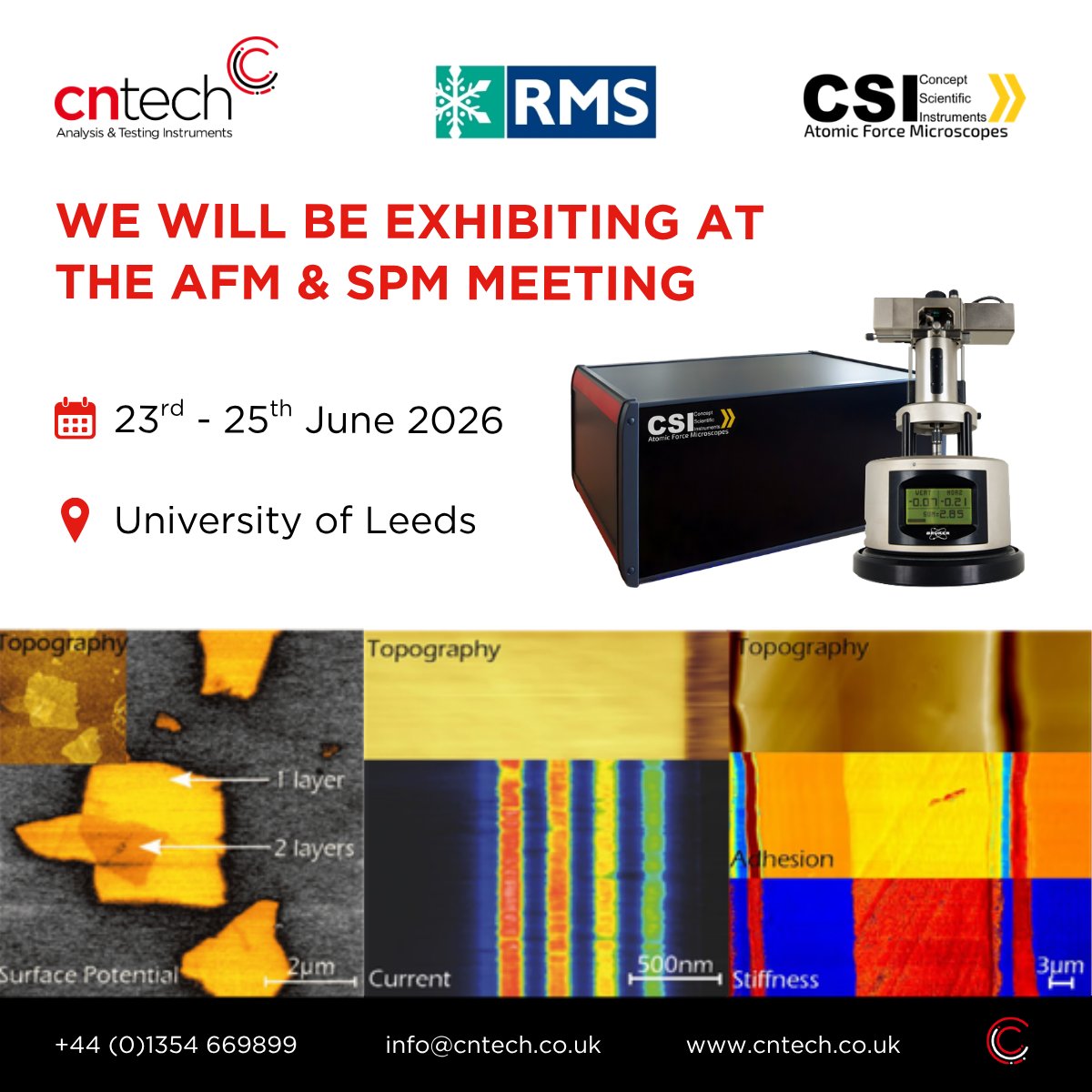 CNTech1's tweet photo. We will be exhibiting at the @RoyalMicroSoc AFM &amp; SPM Meeting at @UniversityLeeds (23rd - 25th June).

We’ll be running live demos of the Galaxy Dual Controller from CSInstruments. This can connect to any MultiMode or Dimension 3100 #AFM giving a second life to your old AFM! https://t.co/z1n5jCLuSK