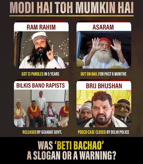 iVarunVerma's tweet photo. Why doesn’t the RSS/BJP government just declare him innocent? Perhaps, milord should start punishing the girls who dared to level charges against him. 

This rapist godman seems qualified enough to be appointed as an ‘honourable’ minister for women’s welfare and safety.

The hypocrisy is nauseating.

#RamRahim