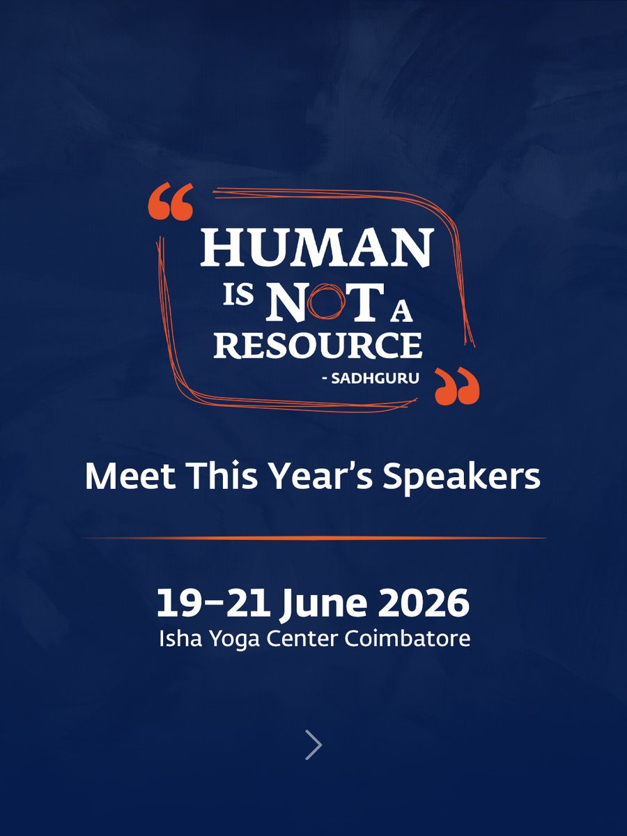 ishafoundation's tweet photo. Leaders from diverse domains come together for Human Is NOT a Resource—an immersive exploration of what truly drives human potential in business and beyond.

Join Amanpreet Bajaj, Gayathri Mohan, Radhe Jaggi and Pankaj Bansal for three days of powerful insights and conversations.

19 – 21 June 2026
Isha Yoga Center Coimbatore

Register Now: https://t.co/Hi8z4mmsEu