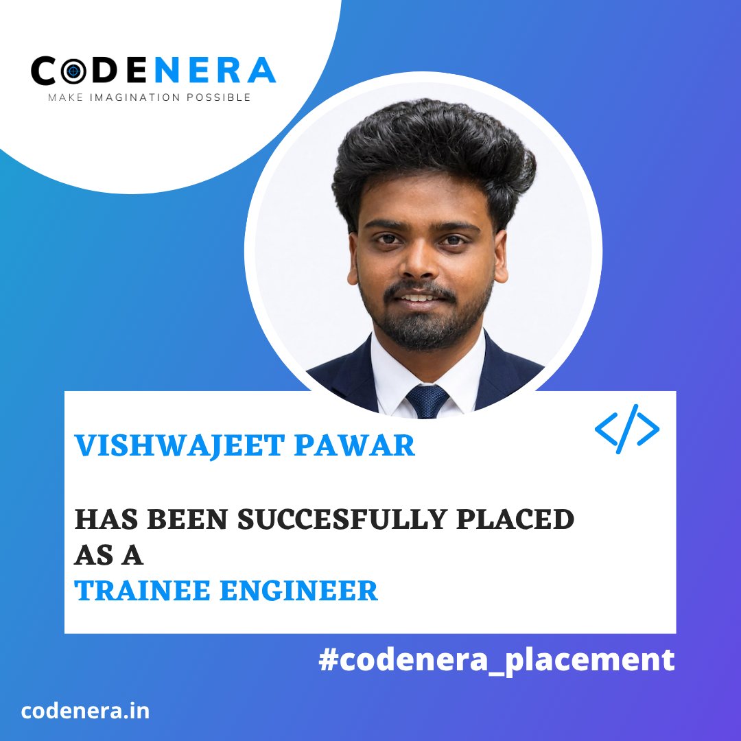codenera_'s tweet photo. Congratulations to Vishwajeet Pawar on getting successfully placed as a Trainee Engineer 🚀👏

Your dedication, consistency, and hard work have paid off. Wishing you great success and growth in your professional journey ahead!

Proud moment for the entire Codenera family ❤️ https://t.co/sbaCIKDL4D