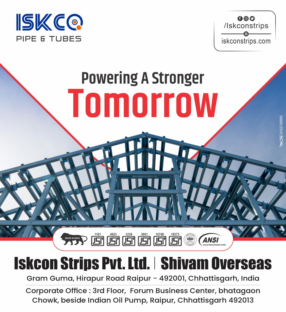 IskconStrips's tweet photo. Powering a stronger tomorrow with this durable pipe.

Get ready to take your construction game to the next level with this high-quality material. Invest in the best and watch your projects flourish with ease.

#MS_Pipe_and_Tubes #MS_Pipe #MS_Tubes #Galvanisedpipe #gipipe https://t.co/NyOzKJUFAZ