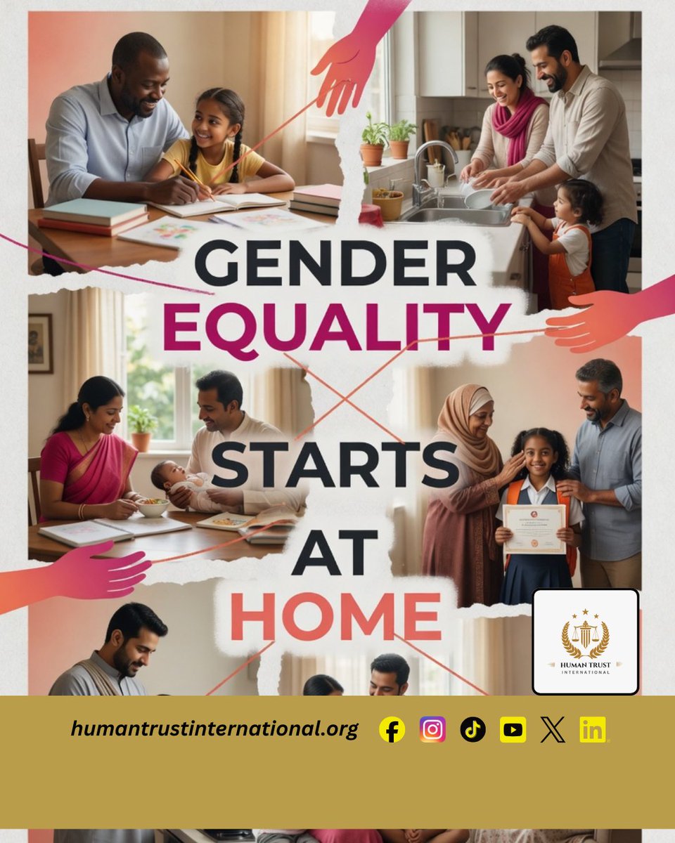 humantrustint's tweet photo. Gender equality begins with the values we teach, the respect we show, and the opportunities we create at home. Every shared responsibility, every empowered voice, and every act of support builds a future rooted in dignity and justice.

#GenderEquality #EqualityStartsAtHome https://t.co/gEBUQaLKGl