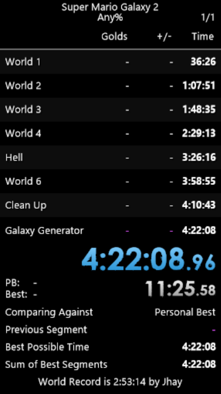 lilGreenYoshiSR's tweet photo. First g2 run since the 246. put a lotta IL prac in and i def think it paid off. I feel much better at the game now. Still some p painful timelosses but i'm happy to pb by 18 minutes.

idk if my goal is sub 4 or 4:1x/4:0x. ima play a tad longer but i def gotta answer 3dw's call https://t.co/IRdmbMoO71