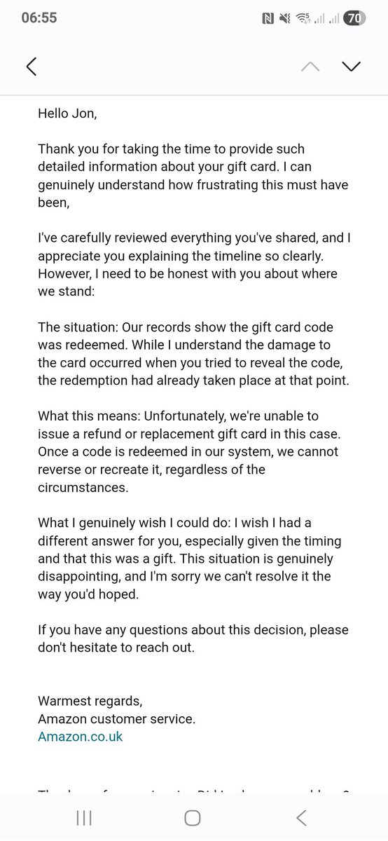 AntiquesBack's tweet photo. DONT BUY FROM AMAZON daughters gift card tampered with £50 birthday gift lost Amazon know ita been redeemed by a scam account and know this goes on washed their hands of it with BS generic email embarrassing bought from @Tesco #amazongiftcards #scam #amazonscam #tesco https://t.co/Uv8lGPp5Lf