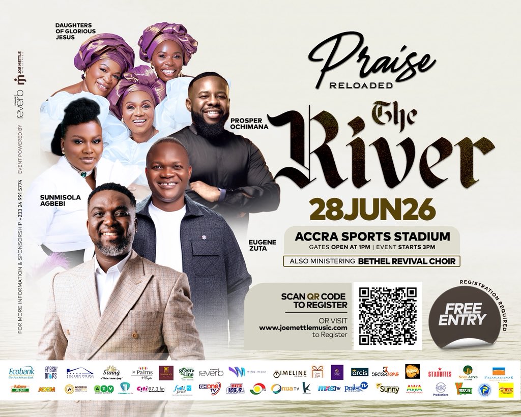 BeenieWords's tweet photo. Free, but not open without registration! 🙌 Praise Reloaded: The River is calling — secure your spot now at https://t.co/9hKBqrTmZk and join an atmosphere of powerful worship on June 28 at the Accra Sports Stadium. #PraiseReloaded26 

Cc. @jmettle https://t.co/OQIbV08yhD