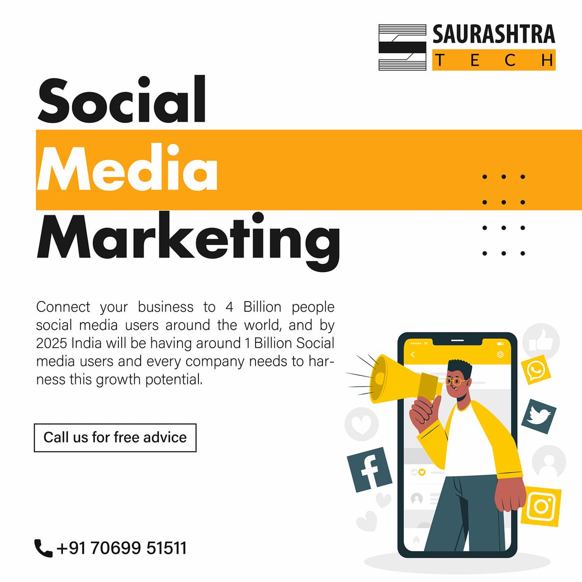 SaurashtraTech's tweet photo. Take your business to 1,00,00,00,000 people on Social Media, Harness the growth potential, NOW!

#SaurashtraTech #Saurashtra #Gujarat #DigitalAgency #SocialMedia #SocialMediaMarketing https://t.co/4zR3nJoGvX