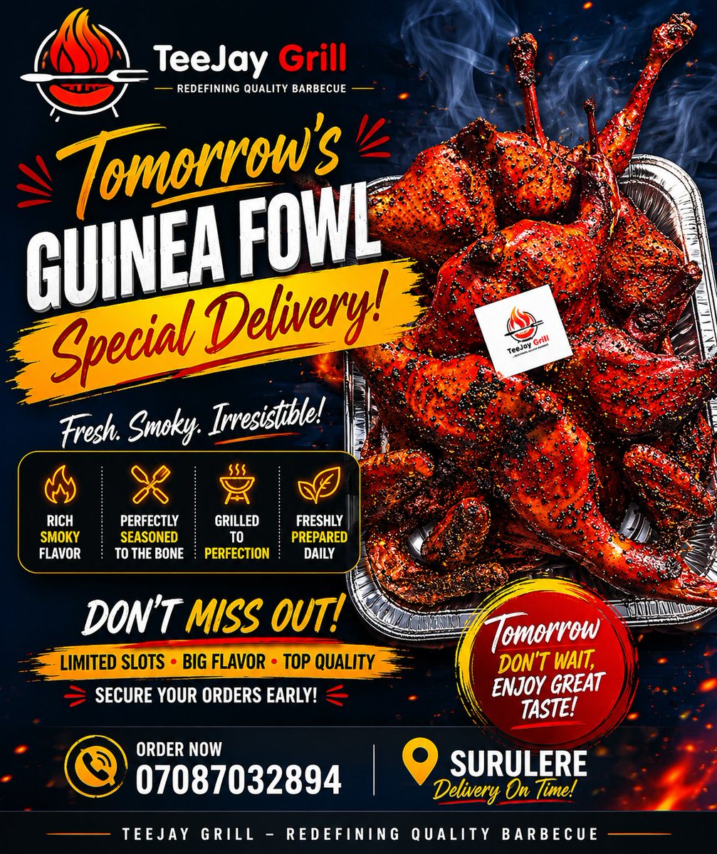teejaygrill1's tweet photo. @VendorsZone1 @retweets_9ja @SUPER_BMULTI @AbosedeOlorode @_Ololad @Asakeadez @aurephira @BeeceeCrown @Msuperstore_ @01_Mugabe 🔥 BOOKINGS NOW OPEN 🔥
Grills/BBQ prepared upon request.
•Premium taste • 24 Timely delivery  •Quality guaranteed 🍖Freshly grilled https://t.co/K26hLEThPe