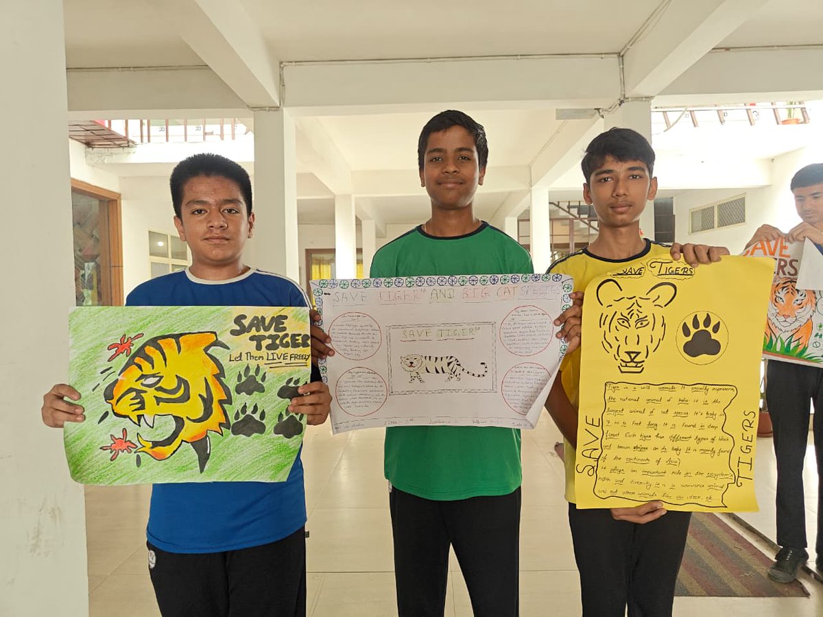 Shem_Sheffield's tweet photo. 🐯🌿 Save Tigers, Save Nature! 🌿🐯Our Eco Club students at Sheffield School are beautifully spreading awareness through their creativity and powerful posters! Under the inspiring guidance of Priyanshi Ma'am, our Class 8th and 9th students are reminding us of this Fact https://t.co/YcQuOqQWfp