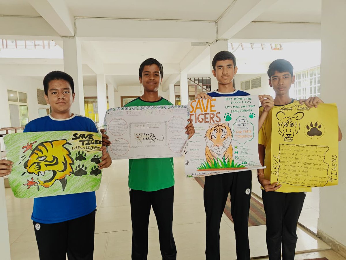 Shem_Sheffield's tweet photo. 🐯🌿 Save Tigers, Save Nature! 🌿🐯Our Eco Club students at Sheffield School are beautifully spreading awareness through their creativity and powerful posters! Under the inspiring guidance of Priyanshi Ma'am, our Class 8th and 9th students are reminding us of this Fact https://t.co/YcQuOqQWfp