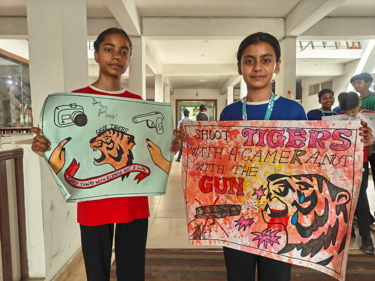 Shem_Sheffield's tweet photo. 🐯🌿 Save Tigers, Save Nature! 🌿🐯Our Eco Club students at Sheffield School are beautifully spreading awareness through their creativity and powerful posters! Under the inspiring guidance of Priyanshi Ma'am, our Class 8th and 9th students are reminding us of this Fact https://t.co/YcQuOqQWfp
