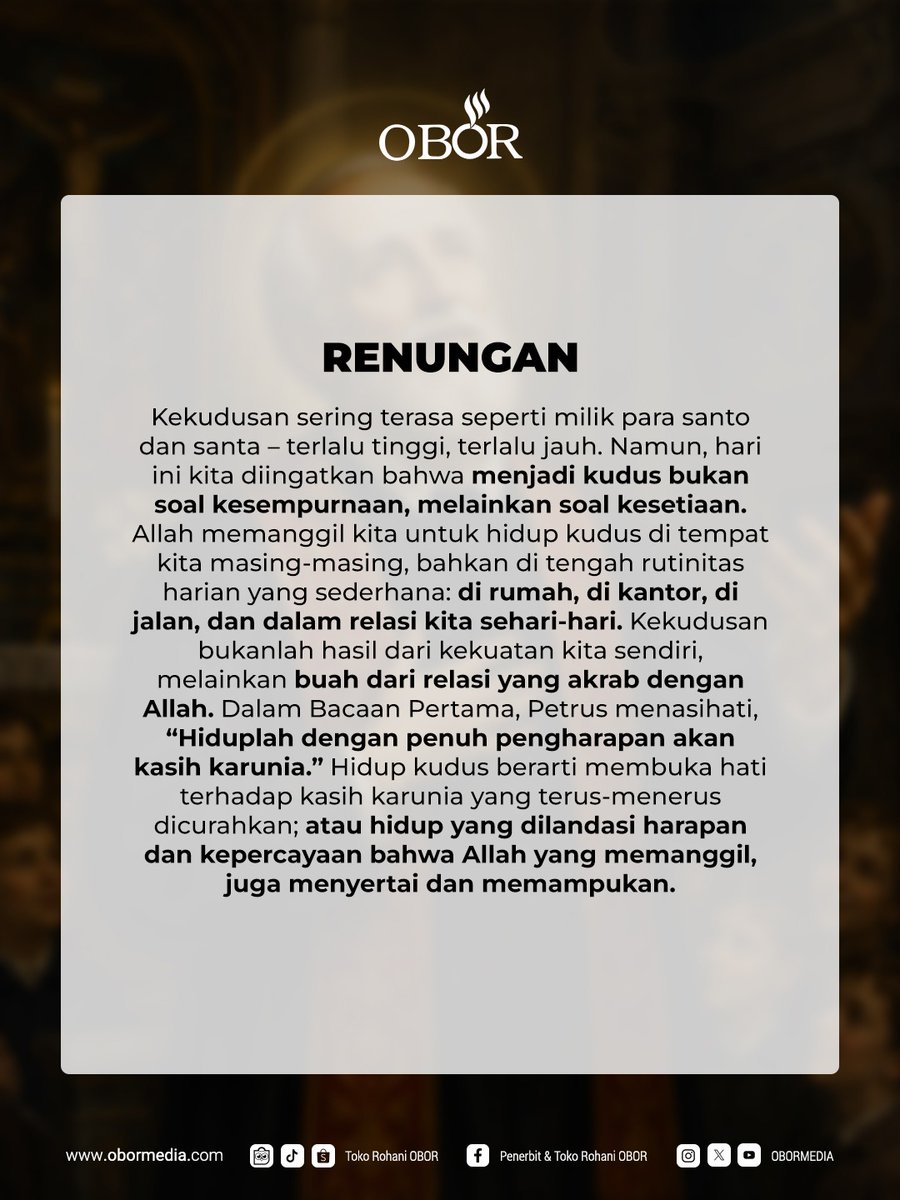 obormedia's tweet photo. Peringatan Wajib St. Filipus Neri - 26 Mei 2026

📖 Renungan Harian Katolik dari buku ZIARAH BATIN

🛒 Tersedia di:
https://t.co/7YLr00egbu
🌐 https://t.co/4rzvve8H65
📱 Tokopedia, TikTok Shop &amp; Shopee: Toko Rohani OBOR https://t.co/6iAEIO3GSM