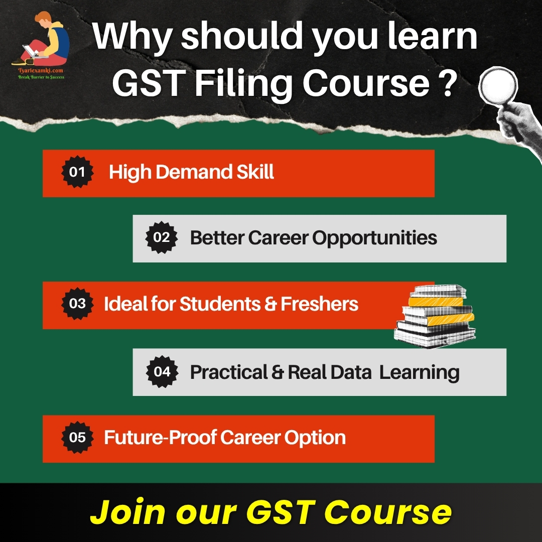 TyariexamkiC's tweet photo. 📚 Why learn GST filing?

✅ High-demand skill
✅ Better career opportunities
✅ Practical learning experience
✅ Ideal for students &amp; freshers

🚀 Join Tyariexamki’s GST Course today!

#GSTCourse #GST #tyariexamki #CareerGrowth #GSTTraining #OnlineCourse #taxation #post https://t.co/ipMg0yIR8G