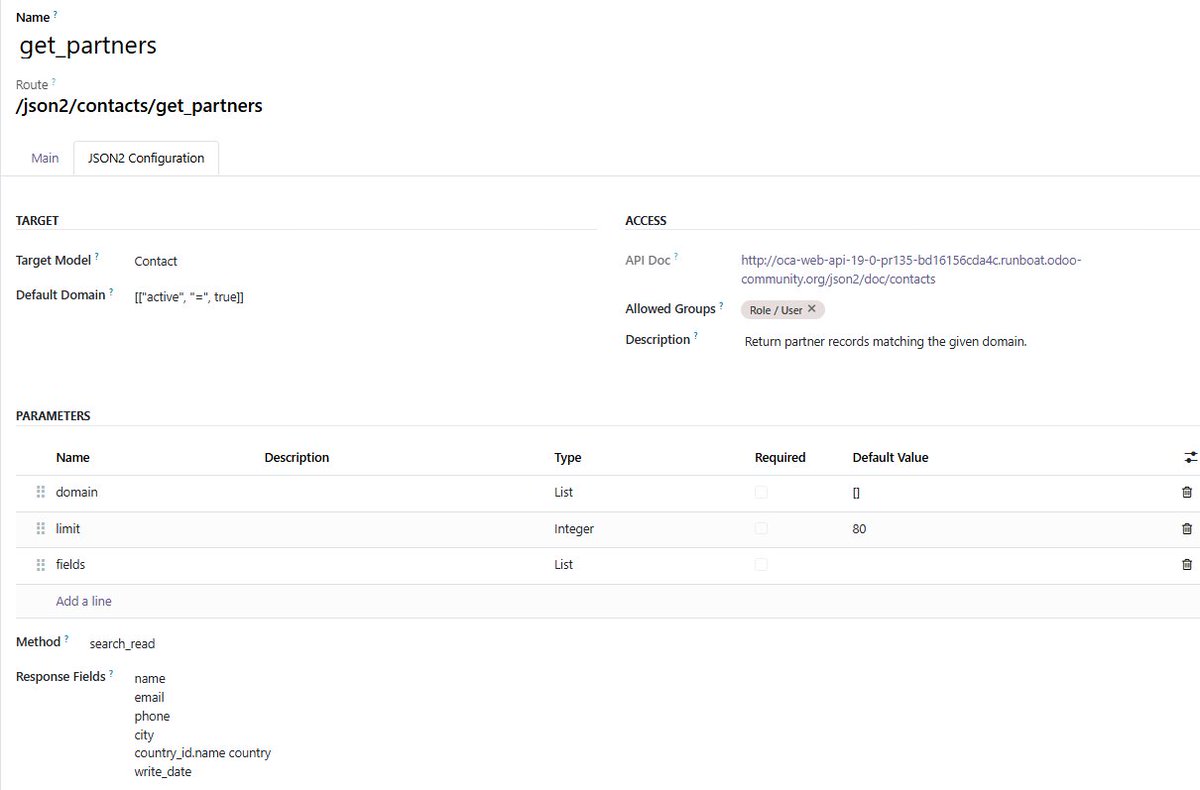qrtlodoo's tweet photo. OdooのAPIエンドポイントを設定ベースで作成できるモジュール endpoint_json2 をOCAに提案しています。既存のOCAモジュール endpoint に依存するもので、Odoo 19.0で追加された JSON-2 APIの方式に対応します。

https://t.co/eIFfKuiBuu

必要なAPIを、アクセス制御を適正に管理しつつ、素早く統一的に作成するための基盤となることを目指して作成しています。

#Odoo #OCA #オープンソース