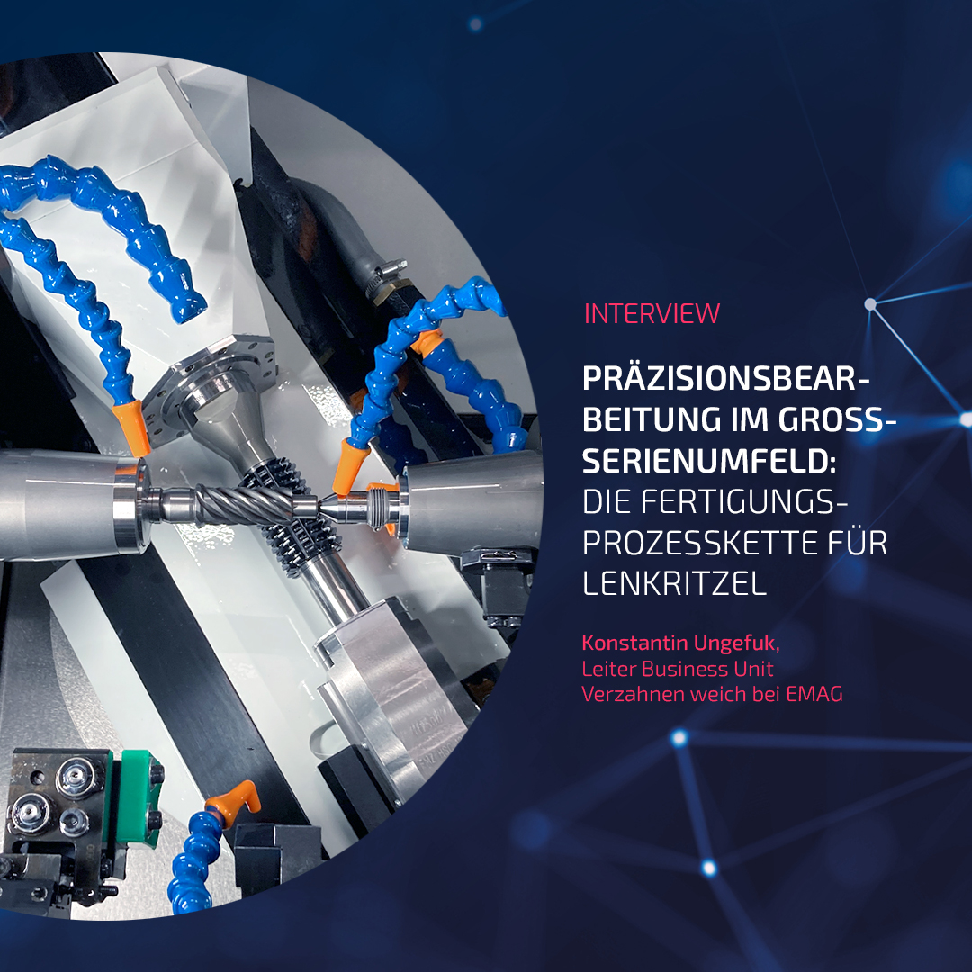 EMAGGroup's tweet photo. Die Fertigungsprozesskette für Lenkritzel: Konstantin Ungefuk von EMAG erläutert, wie wir Taktzeiten unter 30 Sekunden erreichen!  
Die K 160 und WPG 7 garantieren Verzahnungsqualität nach DIN 7. 
Mehr dazu im Blog! ➡️ https://t.co/akAQv3gqPN https://t.co/wbu3sCCCTG