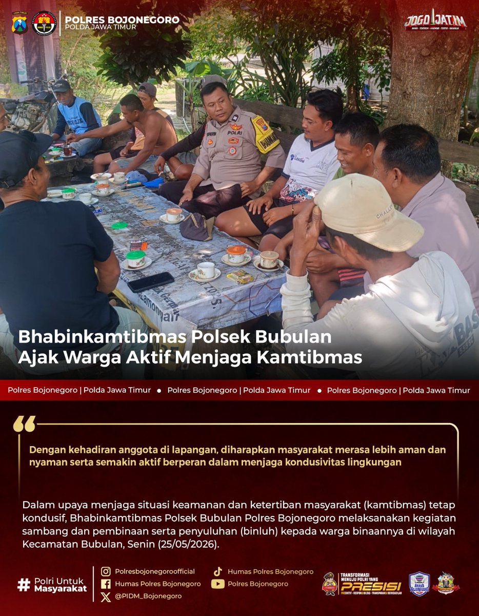 binmastrc's tweet photo. Bhabinkamtibmas Polsek Bubulan Ajak Warga Aktif Menjaga Kamtibmas 

@divisihumaspolri
@spripim.polri
@humaspoldajatim
@gegana_id

#netralitaspolri
#PresisiUntukIndonesia
#HumanisTegakkanHukum
#PolresBojonegoro
#PoldaJawaTimur https://t.co/j2NzXVp4oL