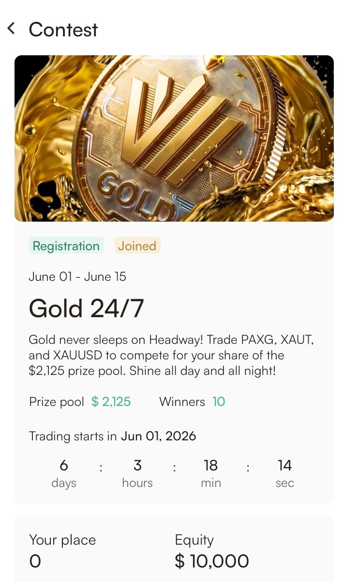 dextini89430's tweet photo. Update🎉 @headway_world
My X family join me on the headway Gold 24/7 contest to win prizes for the top 10 winners.
Prize pull: 
1st place - $1000
2nd place - $500
3rd place - $200
4th place - $100
5th place - $75
6th - 10th place - $50 each
Sign in here https://t.co/yoVIFccsS1 https://t.co/qzXBlr6ZLU
