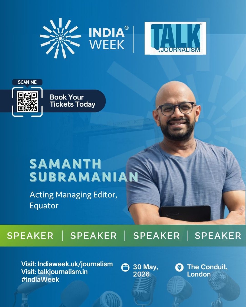 journalism_talk's tweet photo. #TJ26 London Speaker Announcement

We are thrilled to welcome @samanth_s to Talk Journalism London 2026.

Samanth is a journalist and author whose work has appeared in The New Yorker, New York Magazine, and WIRED.

Register here: https://t.co/dvVWKeoer5

@epg_london https://t.co/rkN1l9D1yj