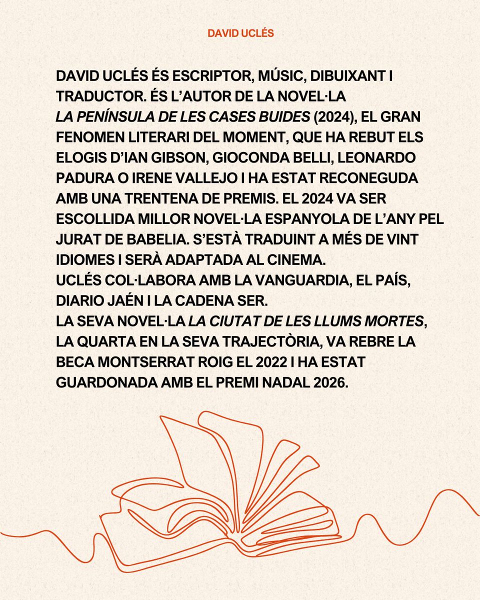 Grup62's tweet photo. Un dels noms imprescindibles del moment. 
David Uclés és una de les veus més potents de la narrativa actual: escriptor, músic, dibuixant i autor d’un univers literari colpidor i inoblidable. 
Si encara no l’has llegit… potser és el moment. 

https://t.co/L0WKr32nfQ https://t.co/6hAesqMrQM