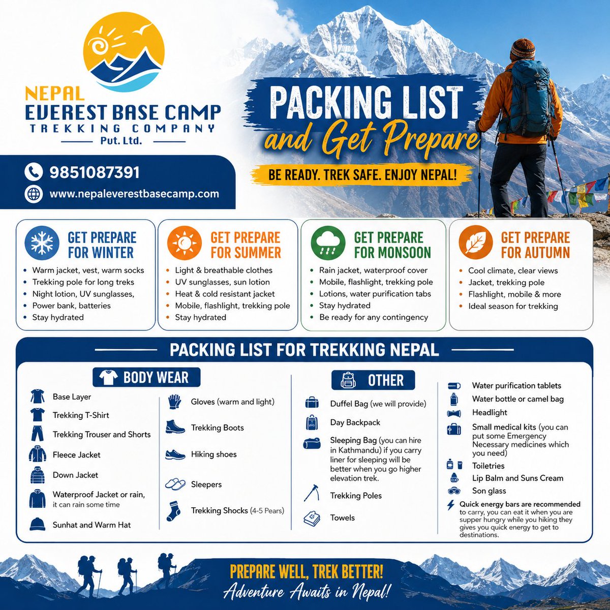 nepalebctrek's tweet photo. 🎒🏔️ Trek smart before you reach the Himalayas!
Pack the right gear, prepare for every season, and enjoy a safer trekking experience in Nepal 🇳🇵✨
https://t.co/WwOcSxauvq
#packinglist #trekking #nepal #everestbasecamp #himalayas #hiking #travelnepal #adventure https://t.co/75woQn5AjU