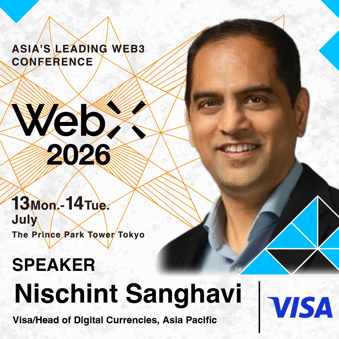 WebX_Asia's tweet photo. 🎙️Meet Nischint Sanghavi, Head of Digital Currencies, Asia Pacific at Visa, at #WebX2026 on July 13-14th.

Nischint oversees Visa's digital currency business across Asia Pacific, driving partnership strategies and developing crypto business streams. Nischint serves as a subject matter expert on digital currencies and Web3, engaging with banks, fintechs, regulators, and blockchain infrastructure companies. With over 20 years in financial services and a Masters from Boston University, Nischint leads Visa's go-to-market efforts for stablecoins, CBDCs, and tokenized deposits.

For more details, visit: https://t.co/R10PLV05v4