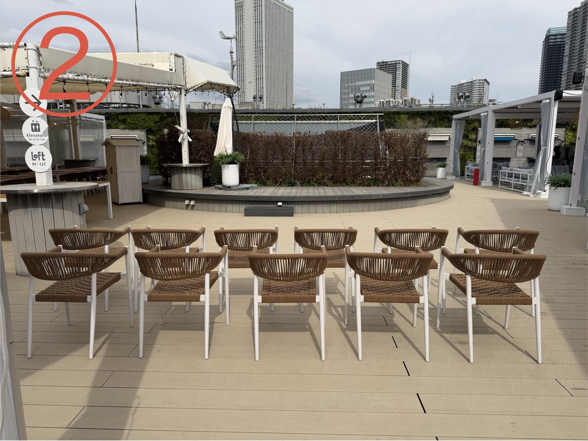IOCstaff's tweet photo. 当日ですが、①のデッキ上での公演となります。②の様に座席を置いて披露いたします。

BBQに関しましてはすでに一般のお客様でラグジュアリー席が埋まっておりました為、お受け出来る席はカジュアル席のみとなります
特別プランとしましてカジュアル席のお値段で18:00-22:00のお時間でご利用可能です。席は③と④の様に設けていただいております。
※ご希望のお客様は直接のお申し込みではなくI.O.C.Entertainmentを通してのご予約をお願いいたします