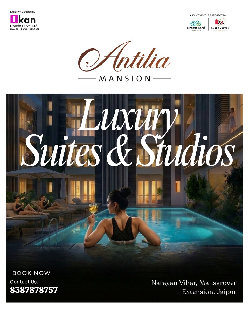 IkanHousing's tweet photo. Why buy ordinary real estate when you can own a premium hotel asset? Antilia Mansion by I Kan Housing offers fully furnished suites in Jaipur with 0% lifetime maintenance &amp; VIP perks! ✨ Studio: ₹40L | 1 BHK: ₹61L 📞 Call: 8387878757 🌐 https://t.co/ZgrpDJCigh #JaipurRealEstate https://t.co/lKEGOwckkd
