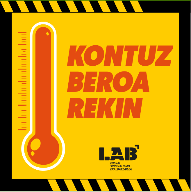 LanOsasunaLAB's tweet photo. ⚠️ Beroagatik abisu horian gaude

🥵 Halako egoerak gero eta gehiago hedatzen ari dira klima-aldaketaren ondorioz

✅ Arriskuari aurre egiteko, enpresaburuek prebentzio-neurriak ezarri behar dituzte

ℹ️ Informazioa LABen egoitzetan duzu eskura

❌ Ez zaitez arriskuan jarri https://t.co/rE3uGEJfMd