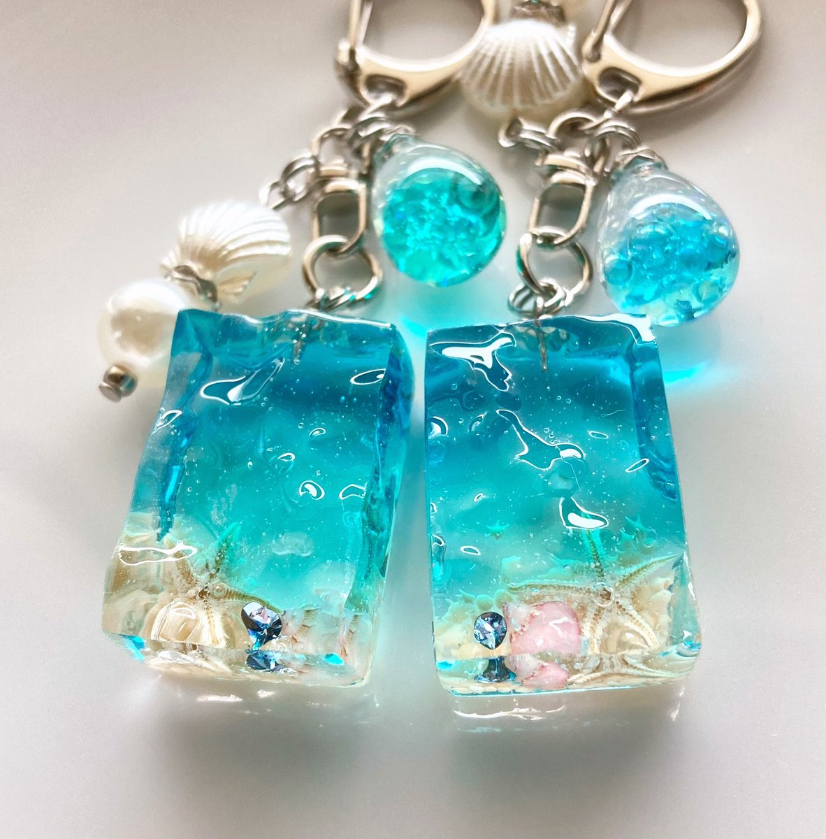 海の欠片バッグチャーム🐚 #レジン #ハンドメイド #バッグチャーム #海