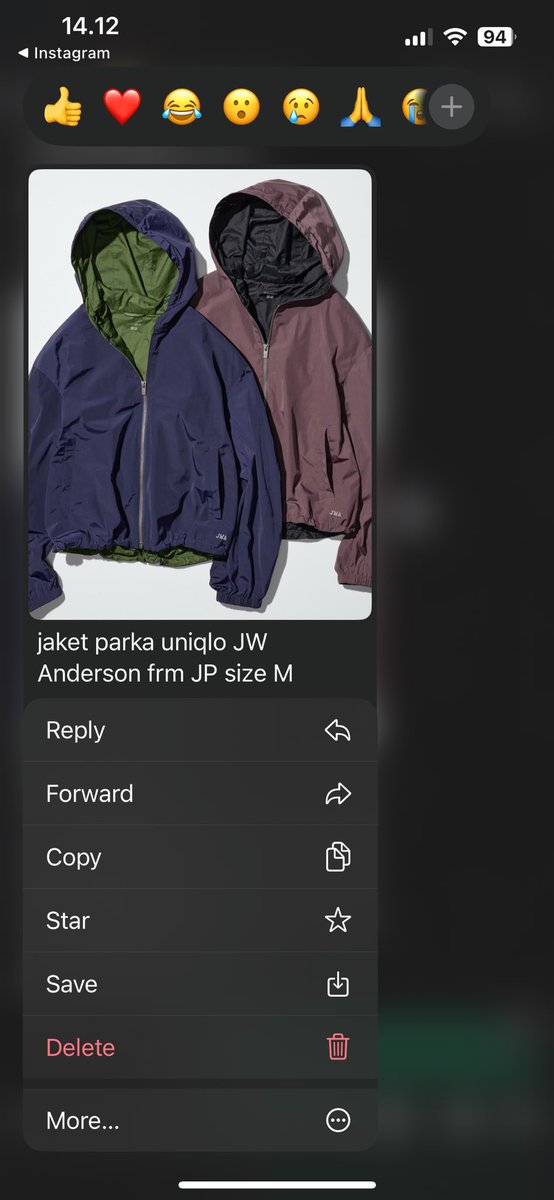 lovespparkle's tweet photo. wts jaket parka uniqlo JW anderson frm JP size m 360k aja di indo masi 500 🎰 https://t.co/fWZvcQWN0k