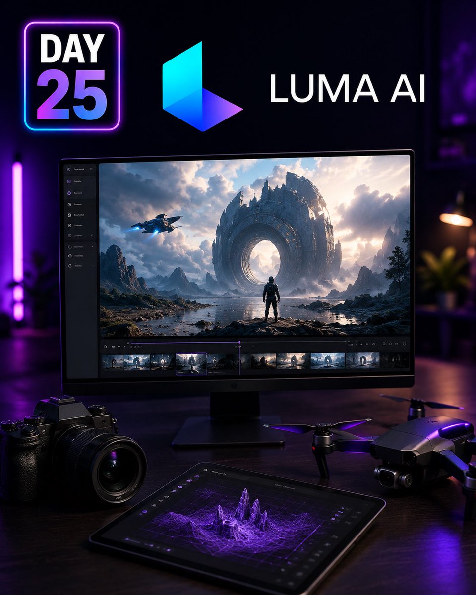 PromptSyntax's tweet photo. 🚀 DAY 25 — AI TOOL BREAKDOWN

Luma AI

Photos capture moments.
This captures entire worlds.

What it does:
Luma AI lets you generate cinematic AI videos and realistic 3D scenes from prompts or phone footage. https://t.co/78sne5i5W5