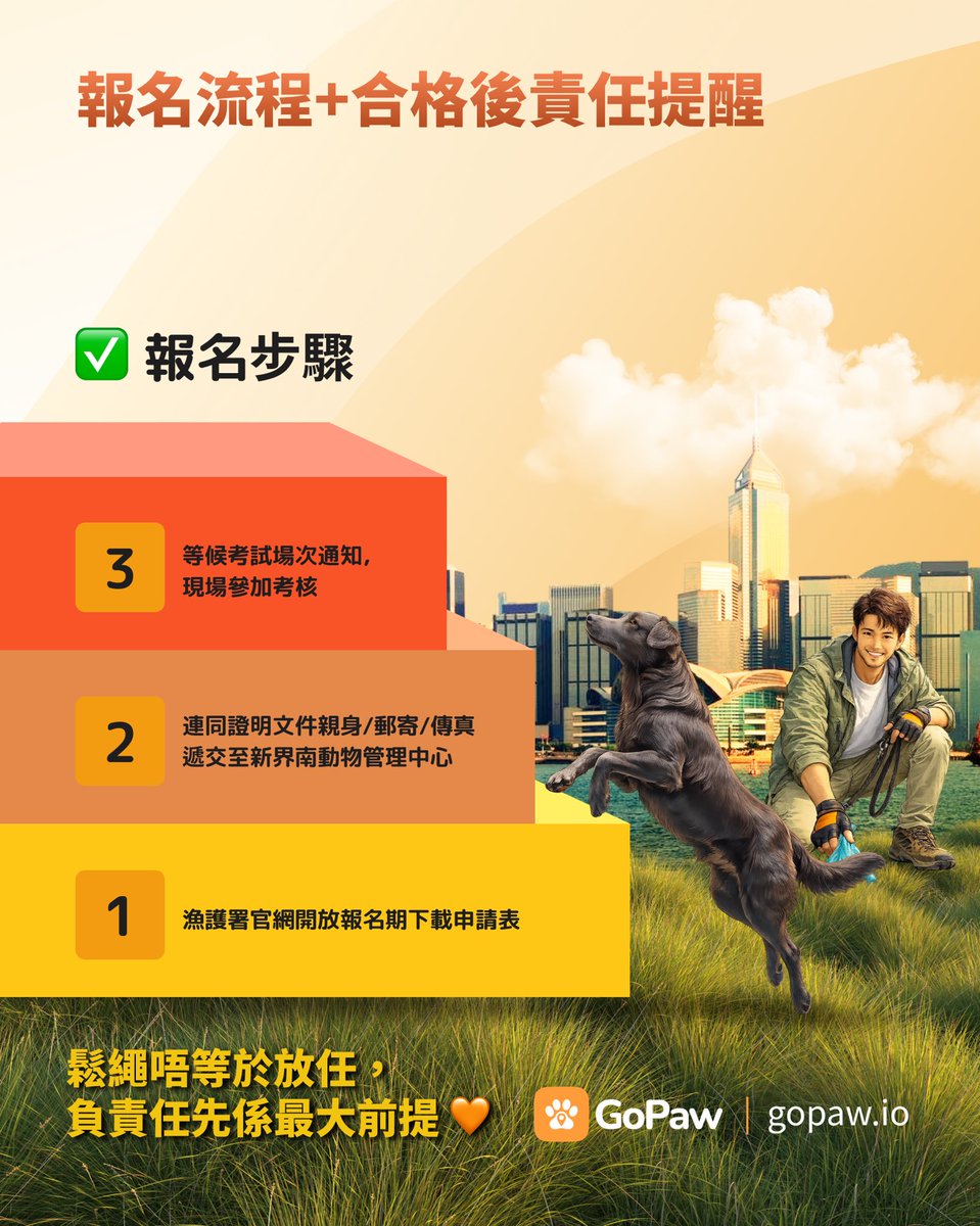 GoPawOfficial's tweet photo. Many people get it wrong, thinking only dogs over 20kg need to be leashed 😯🐾 #GoPaw

In Hong Kong, all dogs, regardless of size, must be kept on a leash and under proper control in public areas.

Rules are stricter for dogs weighing 20kg and above. AFCD runs the Large Dog Exemption Assessment annually. Well-trained dogs passing both evaluation stages are permitted to be off-leash legally in public.

We’ve compiled all eligibility rules, exam details and application steps for your reference.

Want to learn more about the off-leash permit? Comment "Large Dog" and we will DM you with extra information ✨

Important reminder: An off-leash permit does not mean no responsibility. Always keep an eye on your dog and clean up after them.