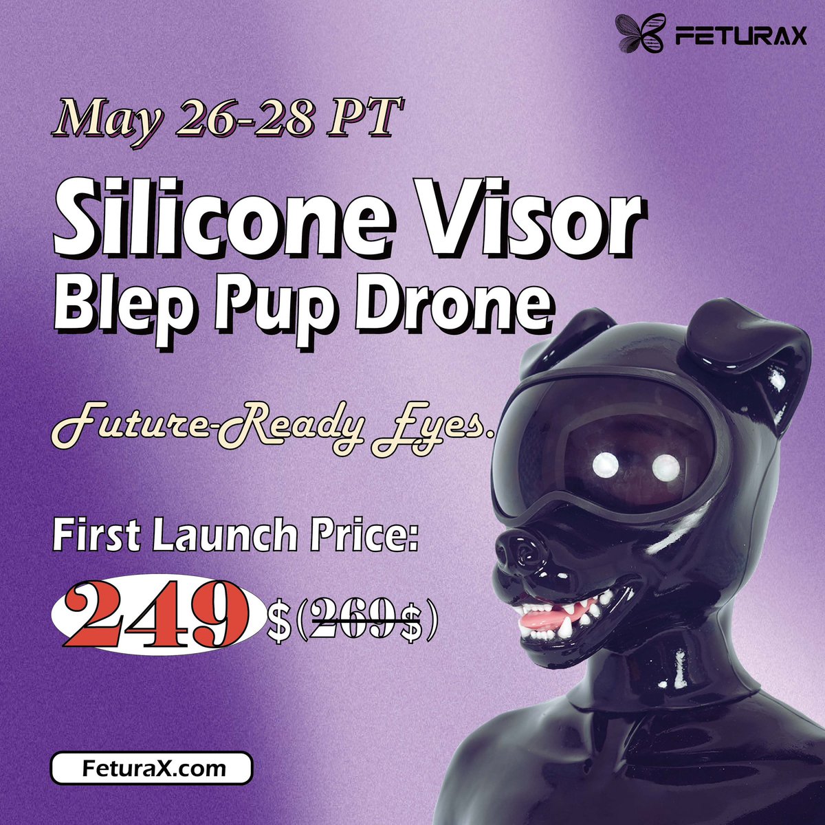 FeturaX's tweet photo. 🐶✨ New Silicone Visor Blep Pup Drone!

✨ Inspired by: @PufferO82553 

👓 Visible Visor Lens for a clearer view
🐾 Adorable Floppy Ears full of charm
🦷 Lifelike Teeth Details that bring the character to life

🔗https://t.co/pkRMxcSFSq

👀 What do you think of this new pup?

💬 Comment • Follow • Repost! 🔁✨

🎉 We’ll pick one lucky winner to receive a FREE hood! 🐶🖤
＃FeturaX #furry