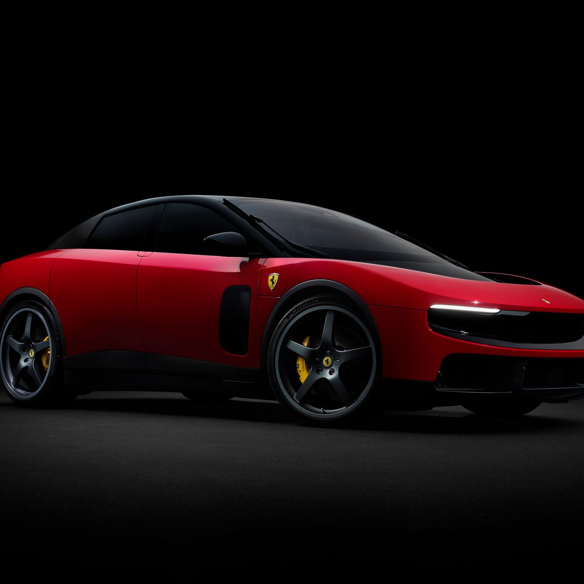 DC_F1's tweet photo. Legend has it that if you pull the Ferrari badge off the side of the new Luce you see an Apple logo underneath 

#FerrariLuce https://t.co/gL1baijZA9