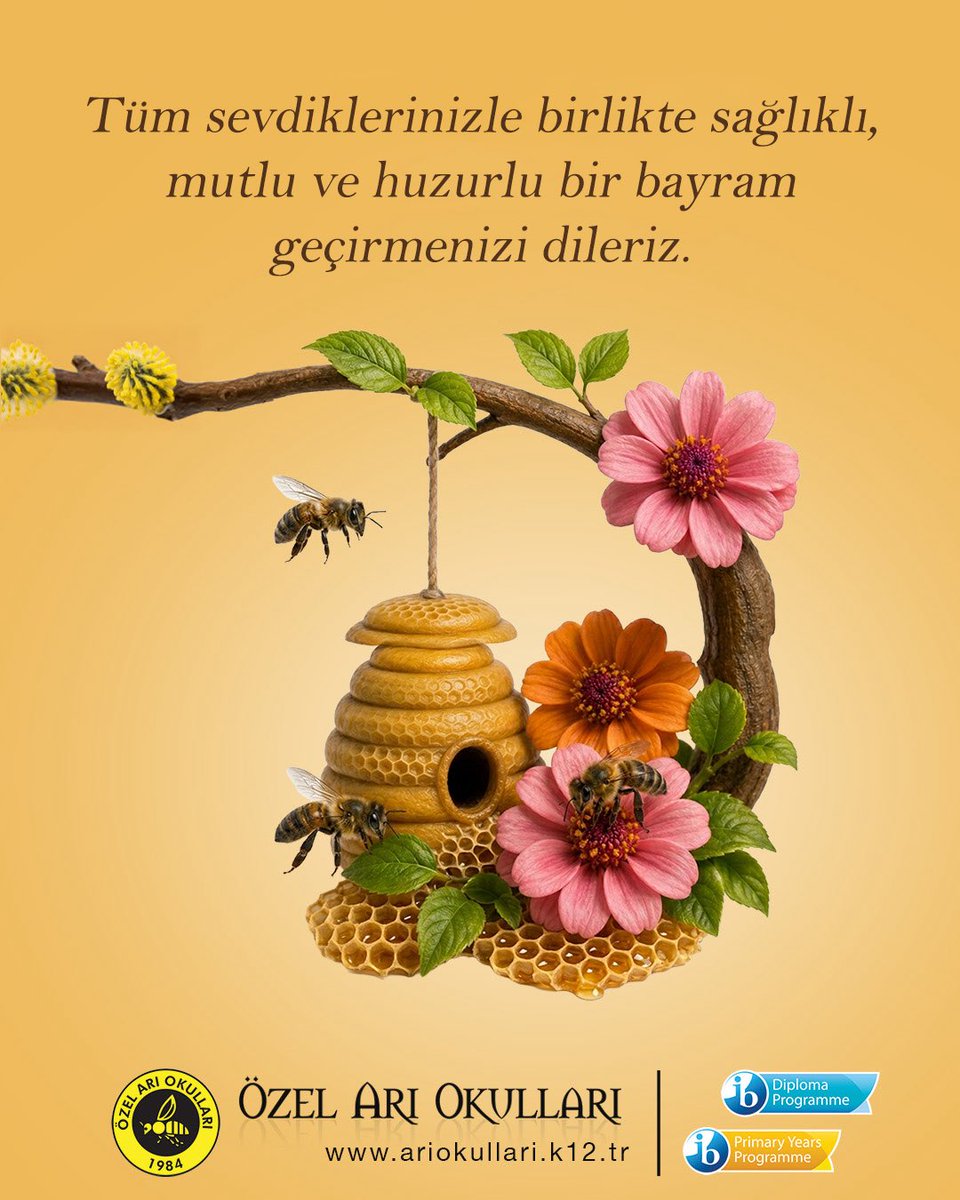 AriOkullari's tweet photo. Tüm sevdiklerinizle birlikte sağlıklı, mutlu ve huzurlu bir bayram geçirmenizi dileriz. 🐝💐
.
.
#ariokullari #eğitimkurumu #school #kolej #ibschool https://t.co/IO1CIifD6Z