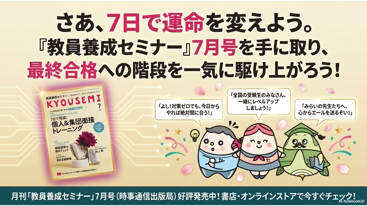 KYOUSEMI】教員養成セミナー7月号の面接特集で面接力をレベルアップ