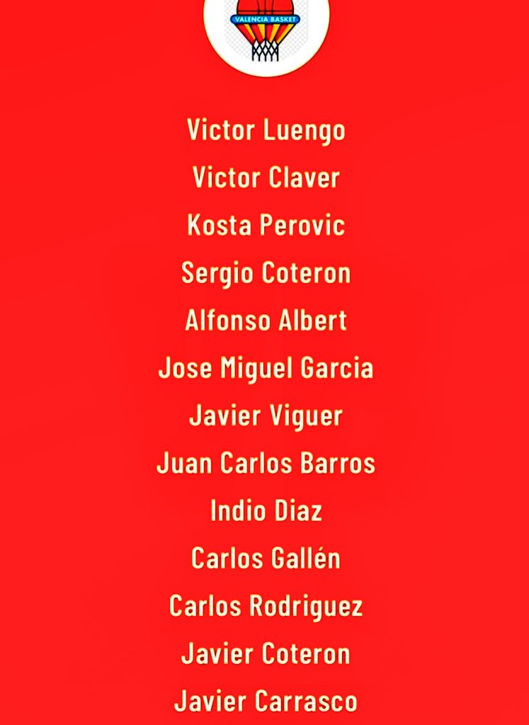 AgrasFernando's tweet photo. Bos días, selección de lendas do básquet valenciano que se enfrontará á selección de lendas do básquet galego o próximo domingo 31 de maio no pavillón ourensán #PacoPaz Partido solidario a favor de @ContraCancerOU https://t.co/ppNOlWRF2q