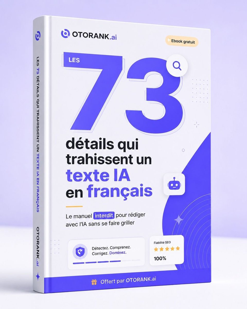 TontonJars's tweet photo. Ton contenu se fait griller en 3 secondes parce que ça pue l'IA

Tu as des footprints IA partout et c'est grave ; voici comment régler ça en un bout de temps

Faut que tu vires tous les ''DANS UN MONDE EN PLEINE MUTATION' et que tu humanises au maximum ton texte sinon personne ne veut le lire (même pas toi en vrai)

Je t'offre gratuitement mon ebook qui recap les 73 erreurs qui flinguent ton site et tes contenus

Avec, pour chacun, exactement quoi écrire à la place

C'est un guide gratuit qui m'a pris un temps fou : « Les 73 détails qui trahissent un texte IA en français »

Dedans :
→ 73 footprints à supprimer (+ leurs alternatives humaines)
→ 3 prompts pour humaniser un texte en 2 min
→ La checklist anti-IA avant publication

Pour le recevoir :
→ Like + RT 
→ Commente « 73 » ou tag un collègue

Je l'envoie en DM ;)