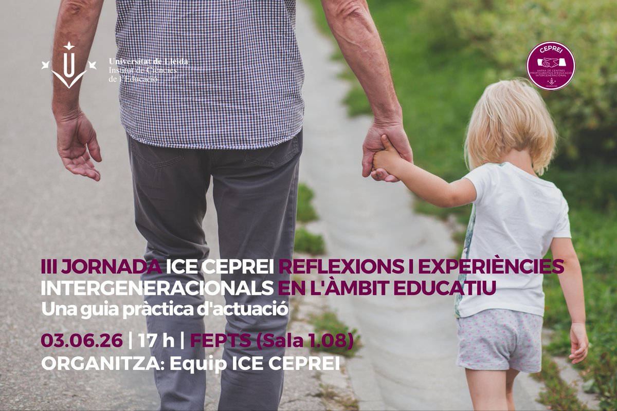 IceUdl's tweet photo. III Jornada ICE CEPREI 💛

L’Equip ICE CEPREI de la @UdL_info organitza la jornada “Reflexions i experiències intergeneracionals en l’àmbit educatiu” per posar en valor la riquesa de les experiències intergeneracionals en l’educació 👇

ℹ️ https://t.co/VGNSAsfazJ https://t.co/PAVTMZCbMX