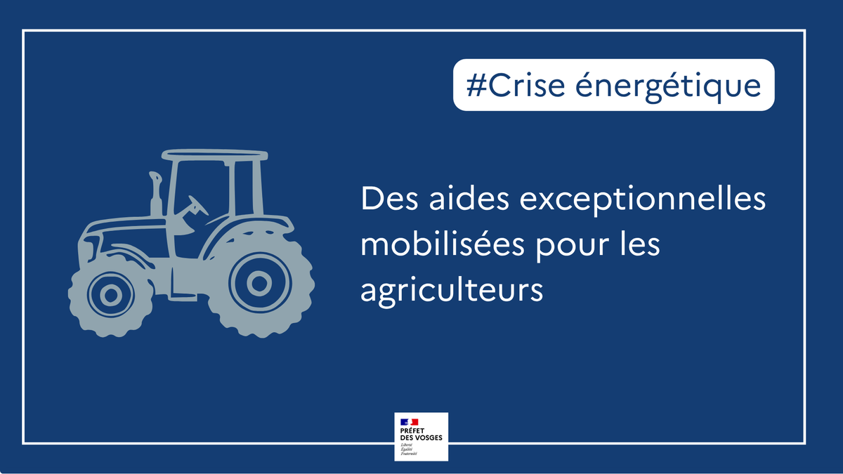 Prefet88's tweet photo. Crise énergétique : plusieurs aides exceptionnelles sont mobilisées pour soutenir les exploitants agricoles.
✔️ prise en charge du droit d’accise sur le GNR agricole
✔️ aide de 15 cts/L sur le GNR en mai 2026
✔️ report des cotisations MSA
✔️ prise en charge exceptionnelle de cotisations sociales
✔️ « Prêt Flash carburant » avec Bpifrance
📌 Retrouvez les conditions et calendriers de dépôt dans les fiches dédiées : https://t.co/qGzoewj4oI
#Agriculture #GNR #MSA #AidesAgricoles #Vosges