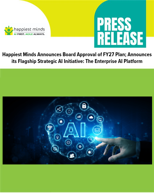 HappiestMinds's tweet photo. Happiest Minds has now reconfirmed its FY27 growth guidance of 12.5%, while also reiterating that our aspirational goal of achieving 15% growth remains intact.

Happiest Minds also announces its flagship strategic AI initiative.

Read more: https://t.co/dYMYPRETnq https://t.co/rBM8oWhzuW