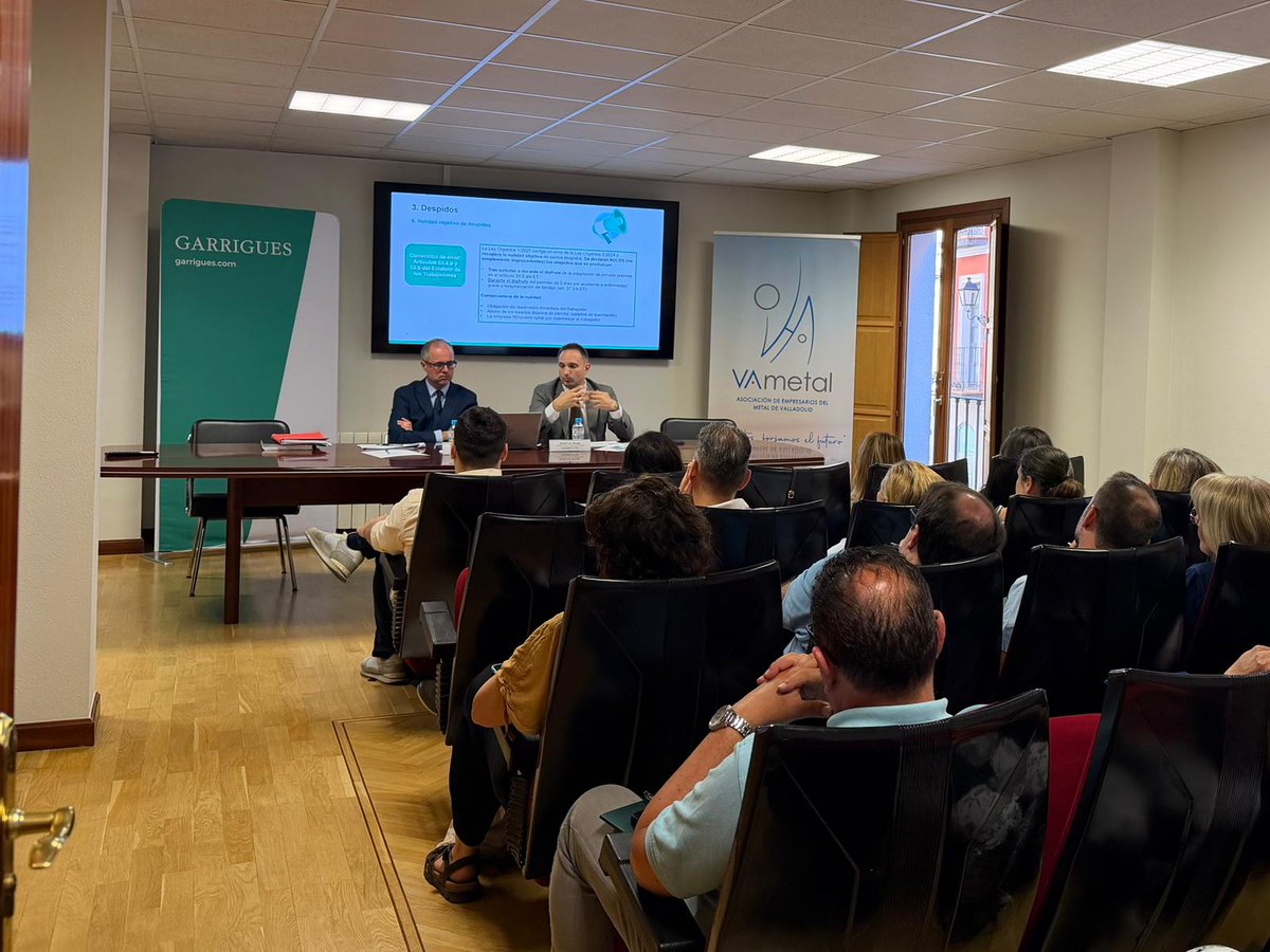 AVametal's tweet photo. ⏳Comienza la jornada "Claves y Tendencias en el Ámbito Laboral: Actualidad 2025-2026” que celebramos hoy en nuestra sede en colaboración con GARRIGUES

🧑‍⚖️En esta jornada se abordarán, las principales novedades legislativas y jurisprudenciales 2025-2026

#permisos #incapacidades https://t.co/I67ESATLDF